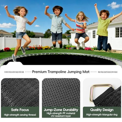 Trampoline Mat Replacement,12.6ft Diameter Mat with 72 Rings,Fits 14ft Trampoline and 5.3-5.7“ Spring (Frame & Spring Not Include)