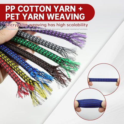 Expandable Braided Cable Sleeve, PP Yarn + PET Braided Expandable Sleeving Cable Management Protection High Density PET Wire Cover Sheath for Cables (Blue Black, 12mm-49ft) - color: Blue Black, size: 12mm (15/32")-49ft