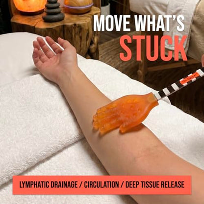 Lymphatic Drainage Massage Tool & Body Massage Paddle with Stainless Steel Acupressure Roller Ball, Gua Sha Body Scraping Tool for Muscle Recovery & Fascia Release