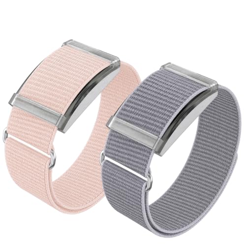 2-Pack Nylon Hook and Loop Wristband Compatible with COROS Heart Rate Monitor Replacement Wristband - color: Pearl powder + Seashell
