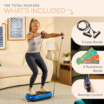 Lifepro Waver Mini Vibration Plate Exercise Machine with Resistance Bands - color: Blue