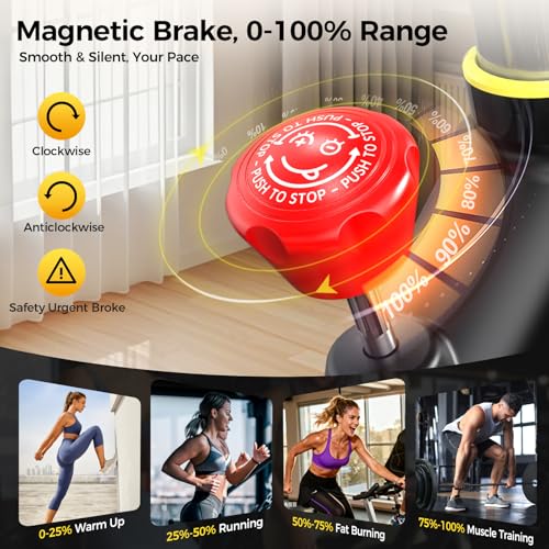 Exercise Bike,Stationary Bike for Home,Magnetic Indoor App Cycling Bike - color: Silver Yellow