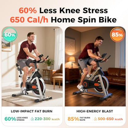 YOSUDA Exercise Bike, Magnetic Friction Stationary Bike with App Training - color: Orange
