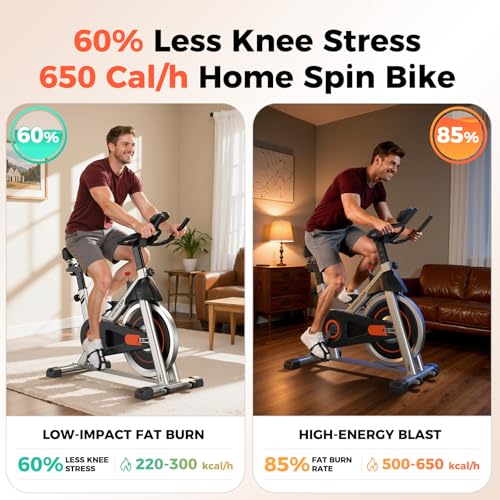 YOSUDA Exercise Bike, Magnetic Friction Stationary Bike with App Training - color: Orange