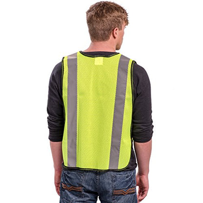 Safety Vest with High Visibility - 2 Inch Reflective Strips, Bright Neon Yellow, Breathable Polyester Mesh Fabric, ANSI ISEA Class Unrated, Hi Viz All Day and Night (30 Pack - Small-Large) - size: Small-Large (Pack of 3)