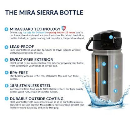 MIRA 12 oz Water Bottle with Spout Lid – Small Portable Vacuum Insulated Stainless Steel Thermo Flask for Travel, Hiking, Gym - Rose Pink - color: Rose Pink