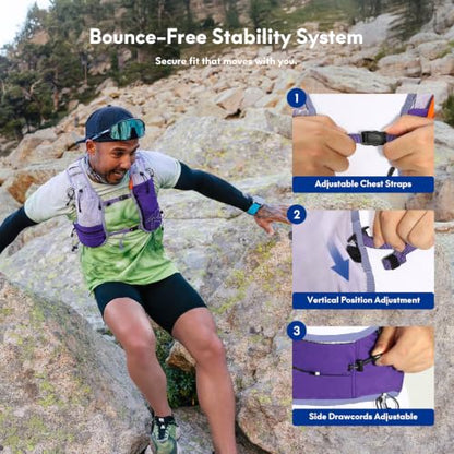 Haimont 8L Trail Running Hydration Vest with Soft Flasks - color: Purple, size: Small