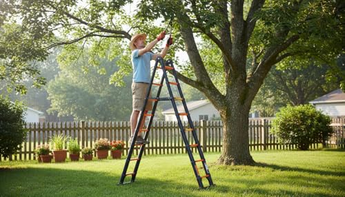 JADDUO Telescoping Ladder, 16.5 FT, A-Frame, Heavy Duty, Black - color: Black
