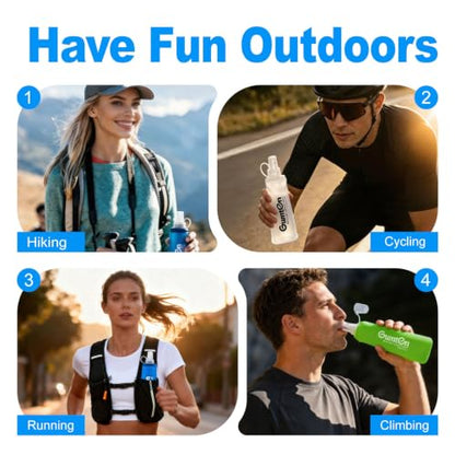 Soft Flask 480ml Collapsible TPU Soft Water Bottle BPA-Free for Hydration Pack Running Vest Jogging Hiking Cycling Camping Marathon (Dark Blue) - color: Dark Blue