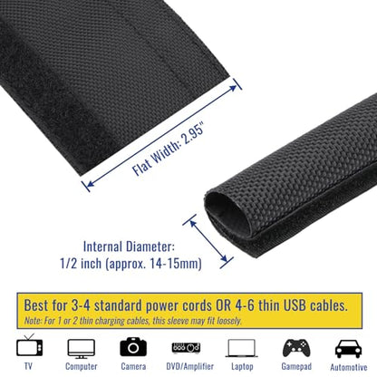 1/2" - 6.6 Ft Dog/Cat Cord Protector, Hook and Loop Cable Sleeve - size: 1/2" - 6.6Ft