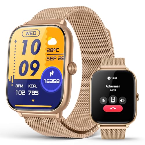 Luxury Rose Gold Smart Watch for Women with Magnetic Band, 2.06" AMOLED Display, IP68 Waterproof Fitness Tracker,118 Sports, Blood Pressure/Heart Rate/SpO2/Sleep, Gift for Her, Android iPhone - color: Rose Gold