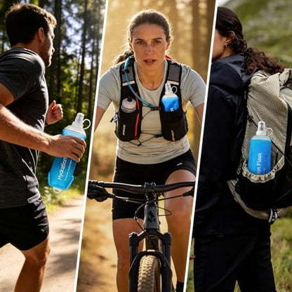 500ml Soft Flask, TPU Collapsible Soft Water Bottle for Hydration Pack, Running Vest, Leak-Proof Folding Water Bottle for Hiking Cycling Climbing Jogging- 1Pcs, Blue - color: 1Pcs 500ML Blue