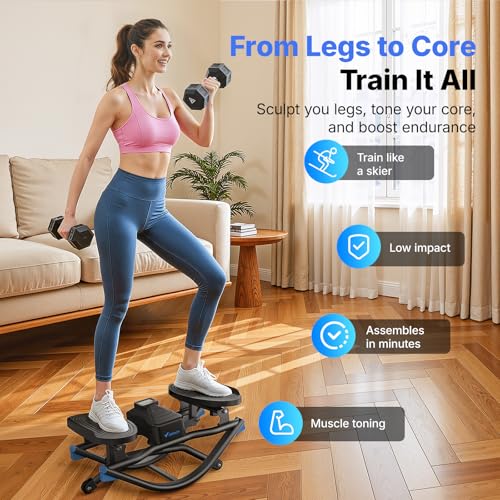 MERACH Rocking Steppers for Exercise at Home, 3D Motion Stair Stepper - color: black&blue