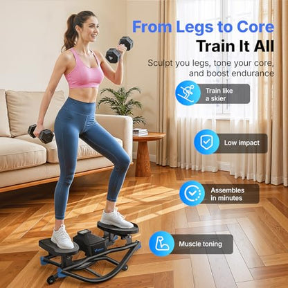 MERACH Rocking Steppers for Exercise at Home, 3D Motion Stair Stepper - color: black&blue