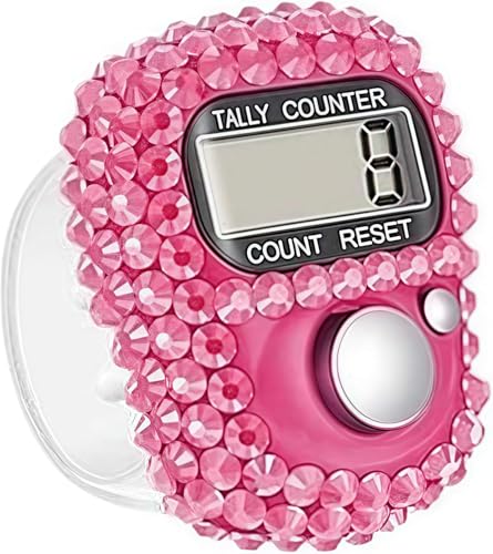 Pink Electronic Finger Tally Counter Clicker Counter, Convenient Portable Digital Display Tally Counter, Resettable Mini Lap Counter for Golf Goods Counting Accessories, Track and Field Lap Counters