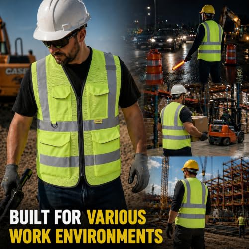 Reflective Safety Vest for Men Women with Pockets,Meets ANSI/ISEA - color: Yellow, size: 3X-Large