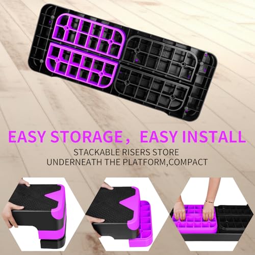 27" Aerobic Exercise Step Platform Adjustable Stepper - color: Purple