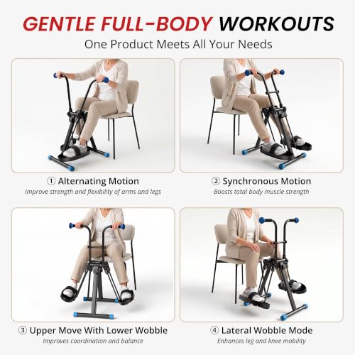 Pedal Exerciser Bike for Seniors, Arm Leg Hand Elbow and Knee Workout, Total Body Space Walker Machine, Low Impact Seated Exercise Equipment for Home