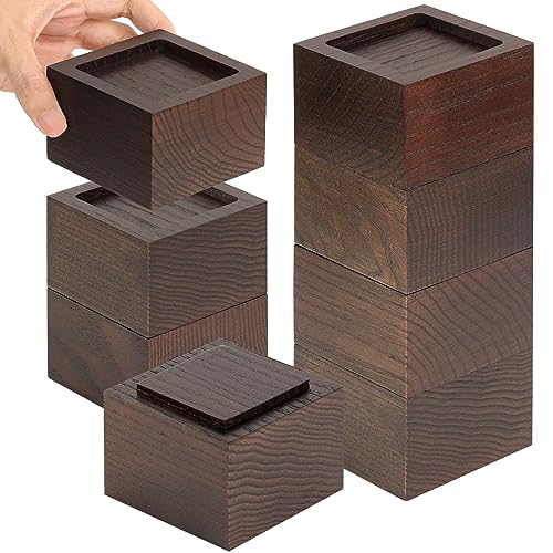 FASONLA Bed Risers (Set of 8) Furniture Risers Lifts Height 2", Oak Solid Wooden Risers for Bed, Furniture, Table, Sofa, Chair Risers with Non-Slip Recessed Hole (8pcs-2" Hight-Walnut Color) - color: 8pcs-2" Hight-walnut Color