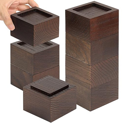 FASONLA Bed Risers (Set of 8) Furniture Risers Lifts Height 2", Oak Solid Wooden Risers for Bed, Furniture, Table, Sofa, Chair Risers with Non-Slip Recessed Hole (8pcs-2" Hight-Walnut Color) - color: 8pcs-2" Hight-walnut Color