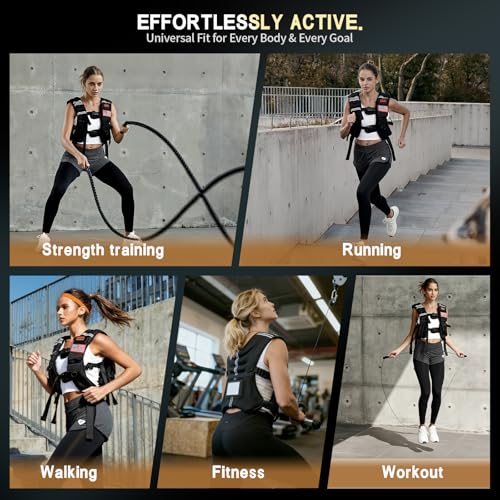 WANOON Weighted Vest for Men Women, 8lb/12lb/16lb/20lb/30lb/40lb Fixed Weight, Plus Size Fitness Vest with Phone Pocket & Reflective Strips for Walking Running Rucking Strength Training - size: 20lb