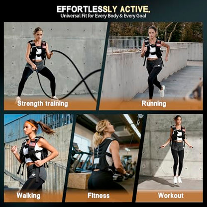 WANOON Weighted Vest for Men Women, 8lb/12lb/16lb/20lb/30lb/40lb Fixed Weight, Plus Size Fitness Vest with Phone Pocket & Reflective Strips for Walking Running Rucking Strength Training - size: 20lb