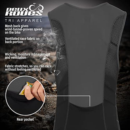 Triathlon Suit Men Racing Tri Cycling Skin Suit Sleeveless - Bonus Race Bib Belt - color: Gray, size: Large
