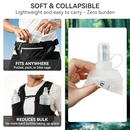 500ml Soft Flask, TPU Collapsible Soft Water Bottle for Hydration Pack, Running Vest, Leak-Proof Folding Water Bottle for Hiking Cycling Climbing Jogging- 1Pcs, Wihte - color: 1Pcs 500ML Wihte