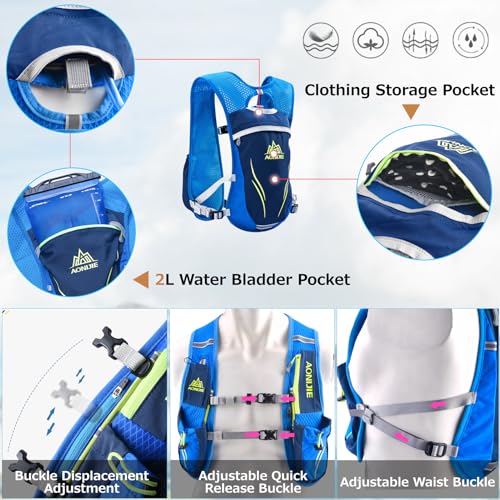 Azarxis Hydration Running Vest Backpack Pack 5L 5.5L for Women and Men Jogging Trail Race Marathon Cycling Hiking - color: Gray