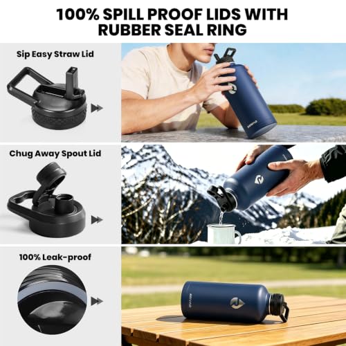 RAYMYLO Insulated Water Bottle 87 oz, Triple Wall Vacuum Stainless Steel - color: Dark Blue, size: 87 Ounces