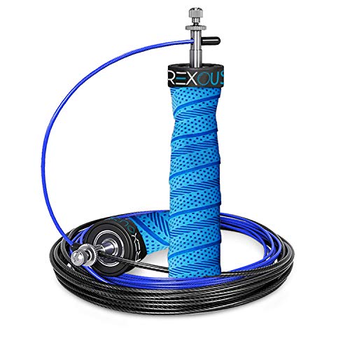 Weighted Jump Ropes for Fitness - Skipping Ropes with Anti-slip Handles with 360° Ball Bearing | Adjustable PVC Speed Jump Rope for Fitness Fat loss | Ideal for CrossFit HIIT Interval Training (Blue)