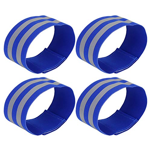 X AUTOHAUX 4pcs Reflective Bands for Arm High Visibility Night Cycling Riding Reflector Tape Straps Bracelet - color: Blue