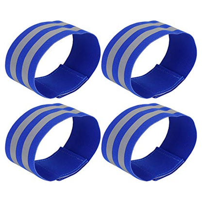 X AUTOHAUX 4pcs Reflective Bands for Arm High Visibility Night Cycling Riding Reflector Tape Straps Bracelet - color: Blue