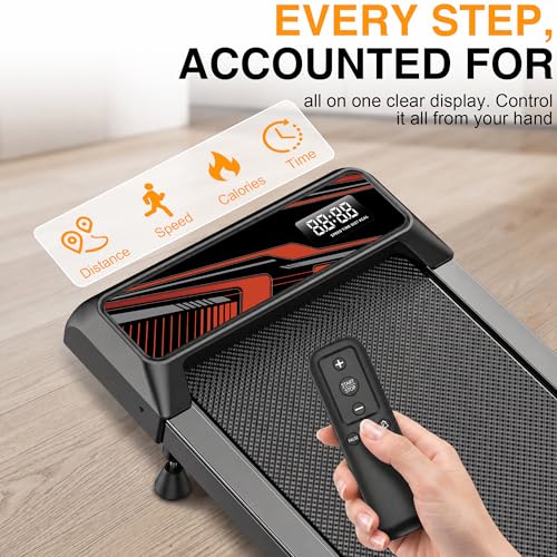 RJOP 2.5HP Walking Mat with Incline Pad, Under Desk Treadmill for Home Gym | Walking Running Pad with Remote, 3 in 1 Low Noise Small Mini Portable Treadmill with LED Screen, 270lbs Capacity