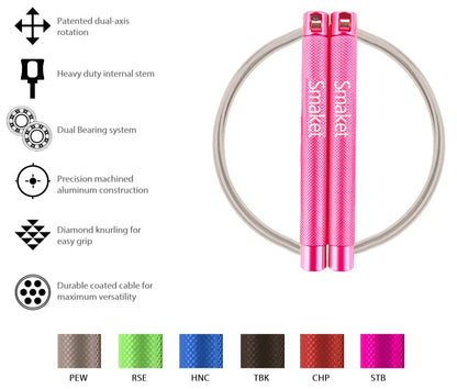 Speed Crossfit Jump Rope, easy double unders. Wire anti-entanglement. - color: Pink