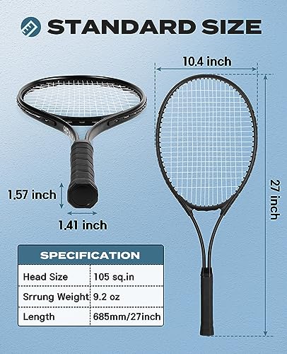 HIRALIY 27-Inch Tennis Racket for Adults with Ball and Carry Bag - color: Black