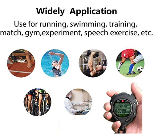 Digital Stopwatch Timer with Back Light Stop Watch 0.001second Timing|100 Lap Memory,Large dispaly Alarm Clock for Coach Sports Swimming Running Marathon Competition(100LAP(Back Light)) - color: 100 Lap-backlight-black