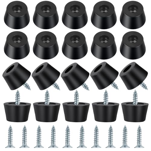 20PCS Rubber Feet for Cutting Board,Rubber Feet with 20 Steel Matching Screws Round Anti Slip Rubbers Foot Pad Anti Slip Furniture Pads,Suitable for Furniture Electronic Equipment Kitchen(Black)
