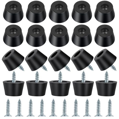 20PCS Rubber Feet for Cutting Board,Rubber Feet with 20 Steel Matching Screws Round Anti Slip Rubbers Foot Pad Anti Slip Furniture Pads,Suitable for Furniture Electronic Equipment Kitchen(Black)