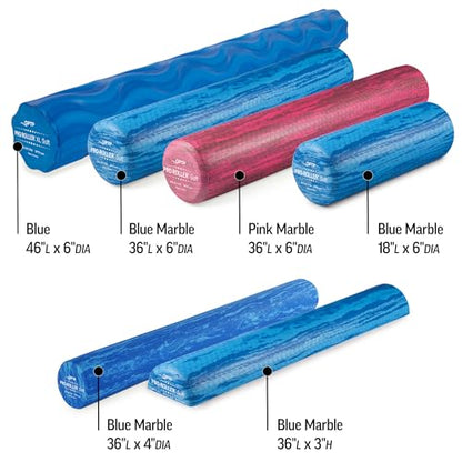 OPTP PRO-Roller Soft Density Foam Roller – Round, Blue, 36" x 6" - color: Blue 36" X 6"