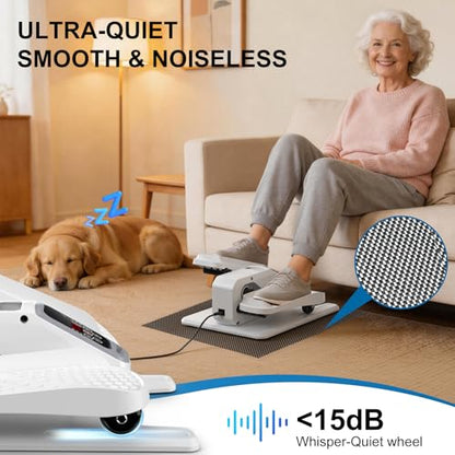 Under Desk Elliptical Leg Exerciser While Sitting for Seniors - color: White