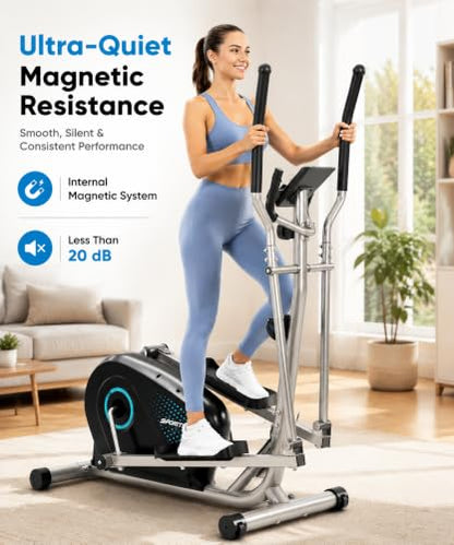 THERUN Elliptical Exercise Machine, Ultra-Quiet Magnetic Machine for Home - color: Turquoise