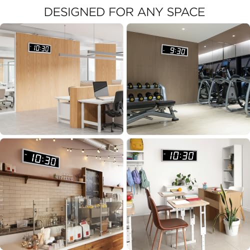 Ivation Large Digital Wall Clock with Big LED Display & Timer, 24" - color: White, size: 24" x 8"