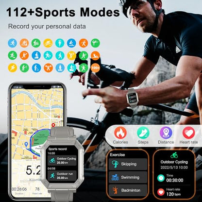 Smart Watch for Men Fitness Tracker: Military Smart Watches for Men Digital Mens Watches Make/Answer Call Running Waterproof Smartwatch Android Phones iPhone Samsung Compatible Heart Rate Monitor - color: Grey