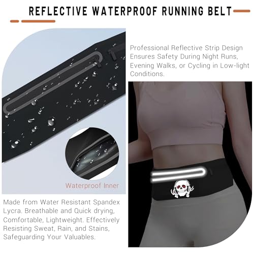 Music Skull Running Belts for Men Runner Waist fanny pack Wallet Holder - color: Music Skull
