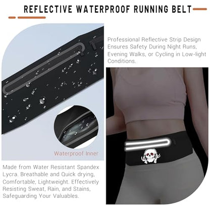 Music Skull Running Belts for Men Runner Waist fanny pack Wallet Holder - color: Music Skull