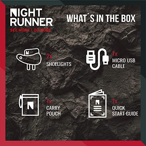Night Tech Gear Running Shoe Lights – Hands-Free LED Lights for Runners, Trail Runners & Joggers – High Visibility Night Running Gear – Waterproof & Rechargeable - color: Red
