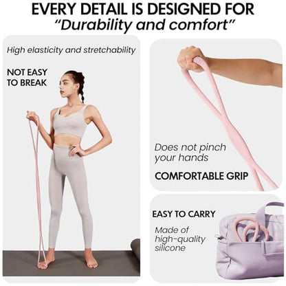 Figure 8 Resistance Band with Handles, for Home Gym,Yoga & Physical Therapy - color: 15 LBS Pink