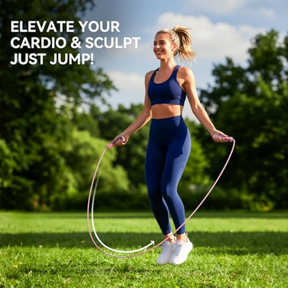 Jump Rope Cotton Adjustable Skipping Weighted jumprope for Women, Adult and Children Athletic Fitness Exercise Jumping Rope - color: Pink, size: 2pcs