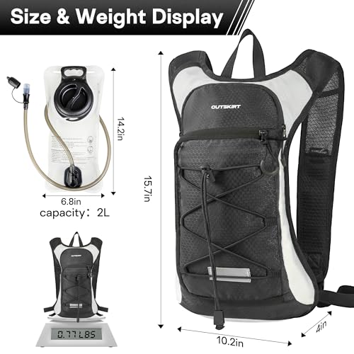 OUTSKIRT Hydration Backpack with 2L Water Bladder, Lightweight and Breathable Running Hydration Pack, Water Backpack for Hiking, Cycling, Trail Running, Marathons & Outdoor Adventures for Men Women